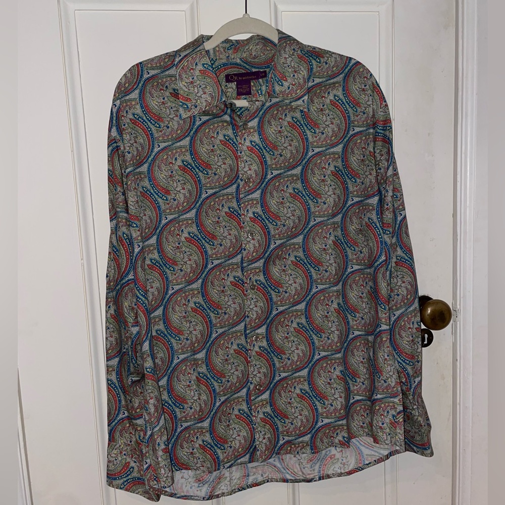 Vintage QR by quickreflex Men’s Paisley Colourful Button Up Dress Shirt